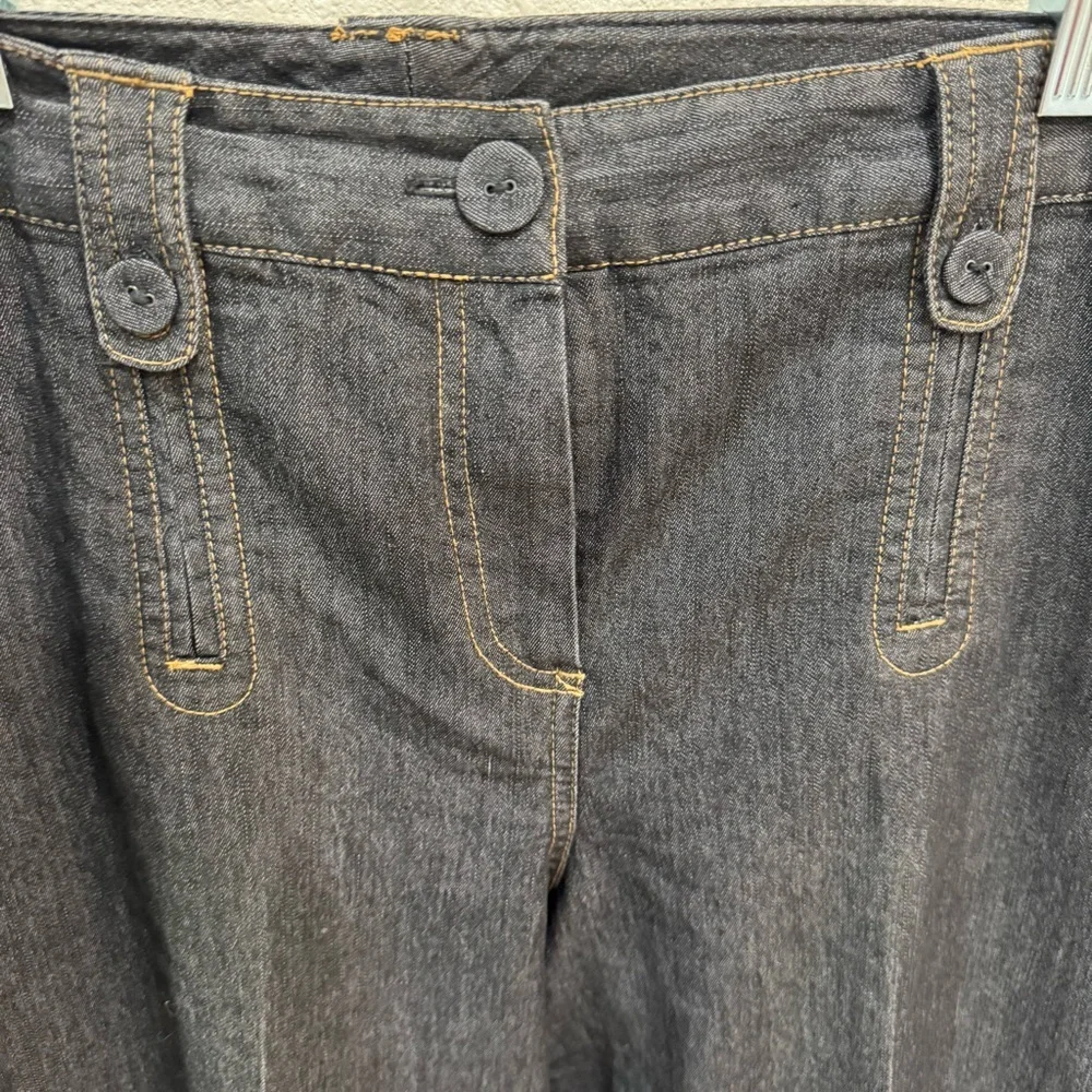 Larry Levine Black Jeans Stretch Size 10 Wide Leg Trousers